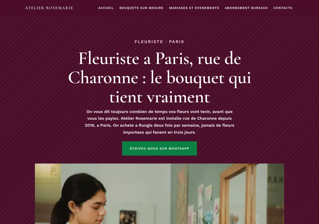 Fioraia a Parigi — sito web fatto con Keepyz, look Boutique
