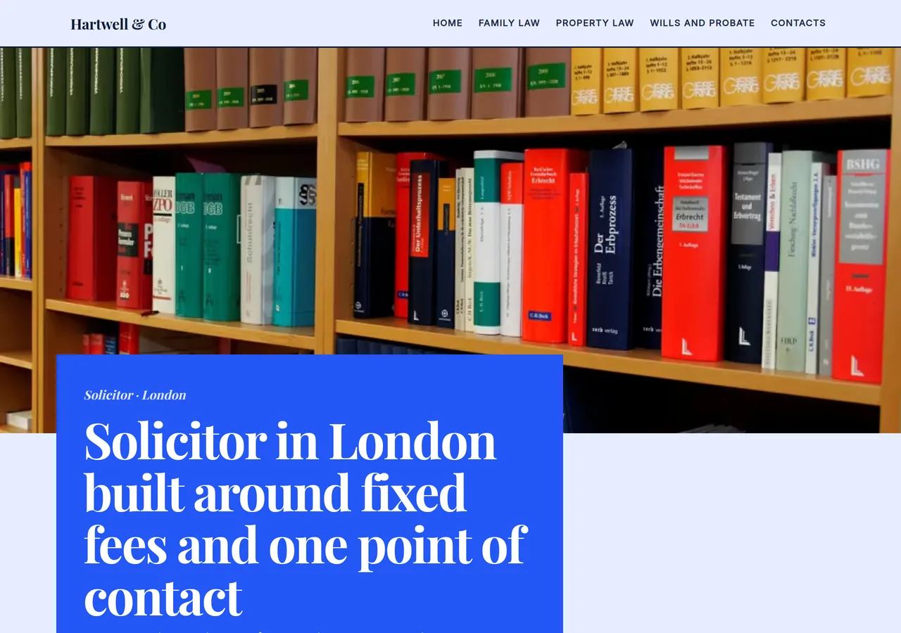 Studio legale a Londra — sito web fatto con Keepyz, look Editoriale