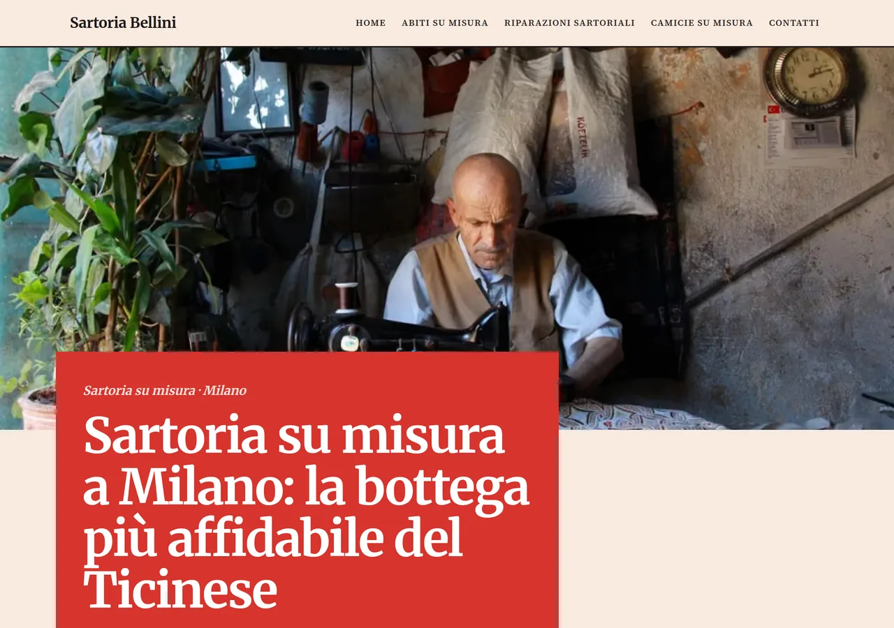 Sartoria a Milano — sito web fatto con Keepyz, look Sartoriale